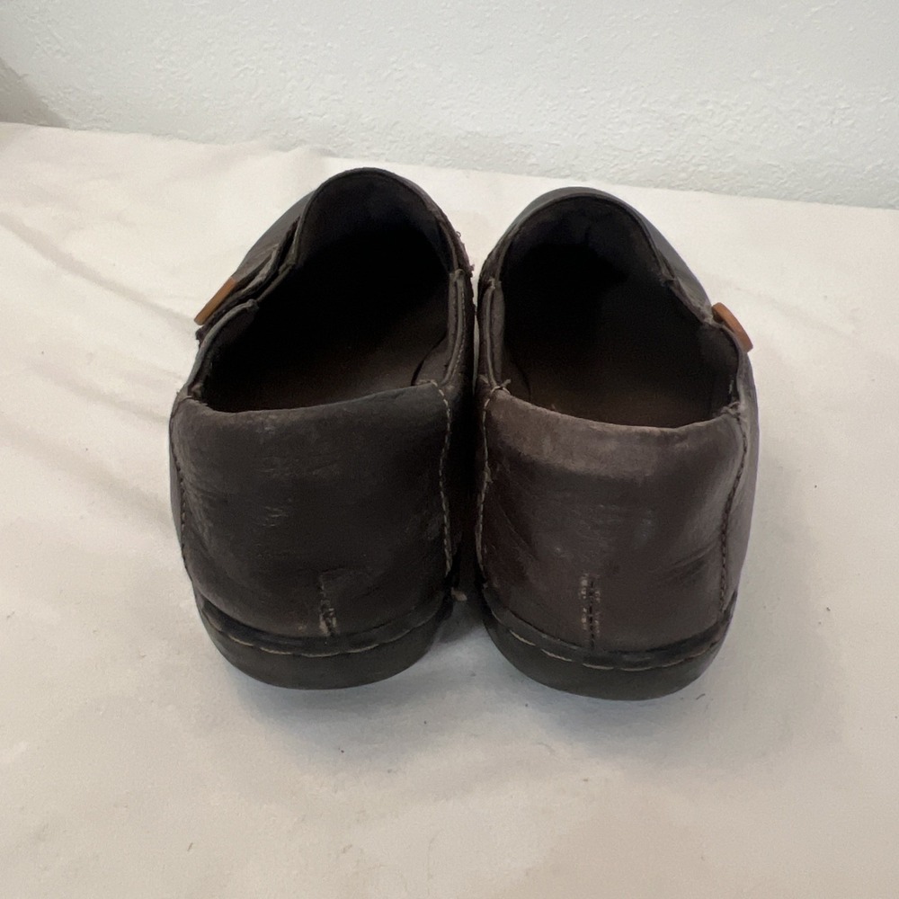 Clarks Womens Loafers Sz 9.5 Brown Leather Button Cora Poppy Comfort Slip On - Picture 5 of 8